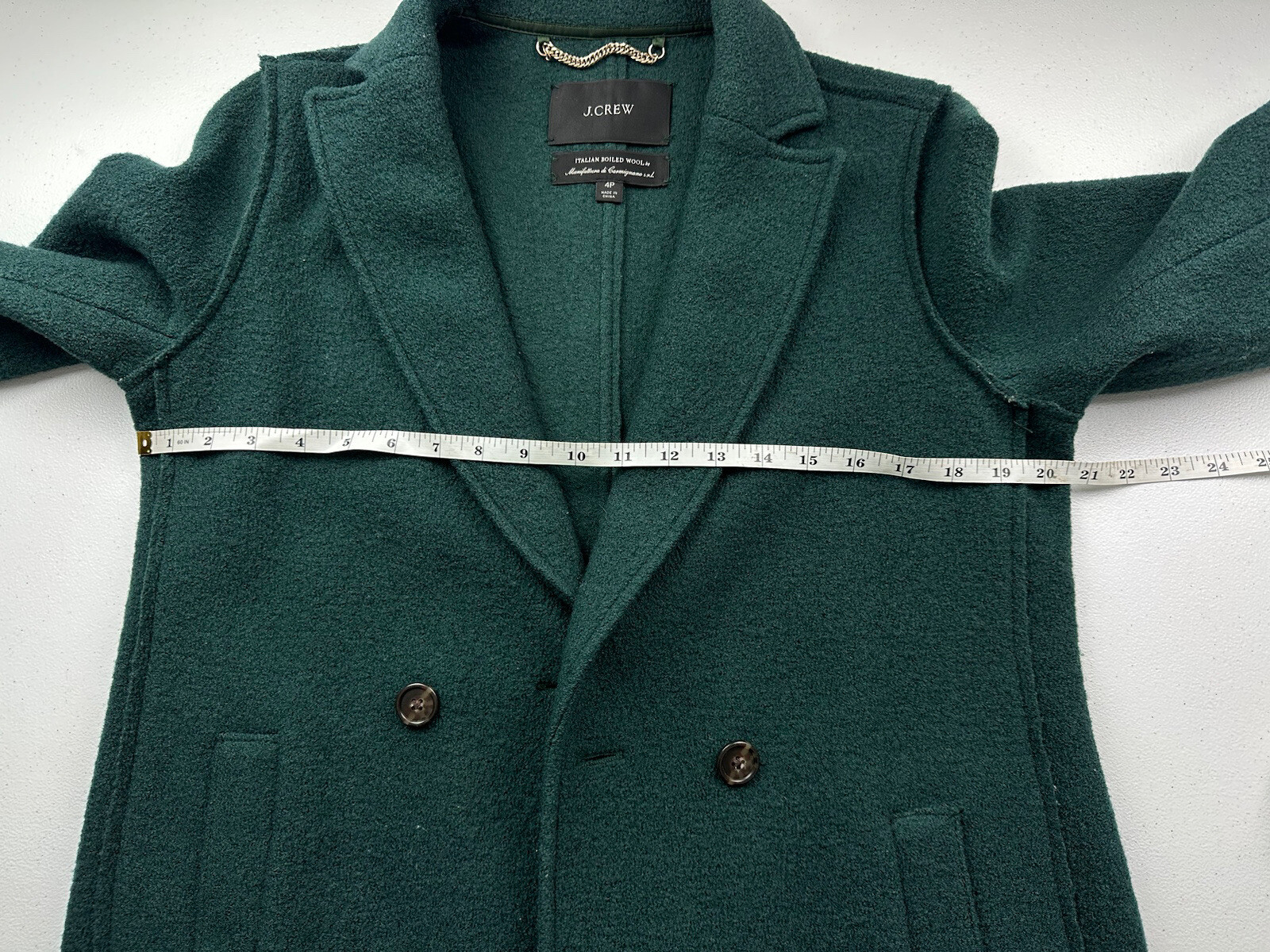 J Crew Daphne Coat Womens 4 Petite Forest Green Topcoat Italian Boiled