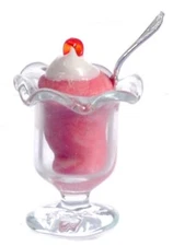 Melody Jane Dolls House Dining Strawberry Ice Cream Sundae Fluted Dish