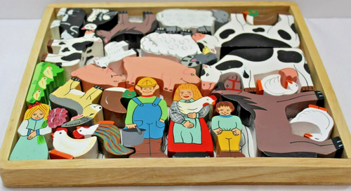 Wooden Jigsaw Puzzle (Set of 2) Double-Sided Handmade Toy Circus & Farm Larsen - Picture 4 of 24