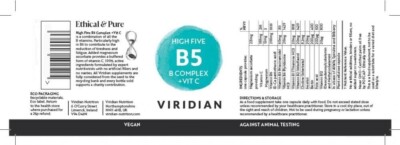 Viridian High Five B5 B Complex Plus Vitamin C Capsules | eBay