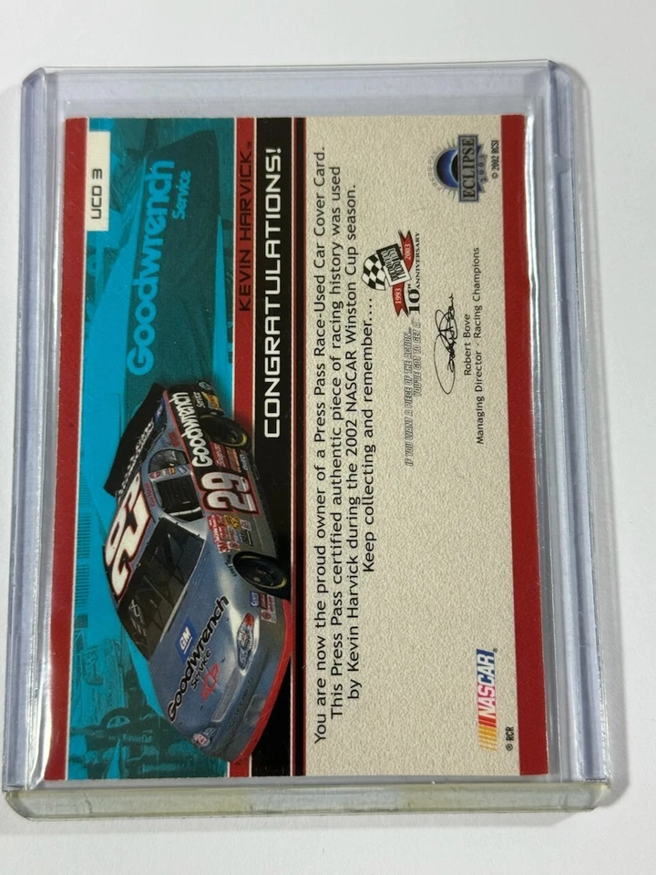 Kevin Harvick 2002 PRESS PASS UNDER COVER DRIVER SERIES MEM /260 Card #UCD3 - Image 2 of 2