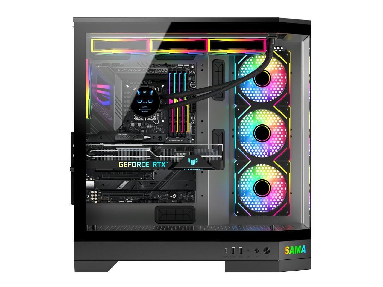 Sama 3021-Игровой компьютер ATX Full Tower с двумя разъемами USB 30 и закаленным стеклом Type C черного цвета