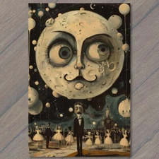 Art Print Man In The Moon Woman Lipstick Fun Whimsical Party Night Face Fun