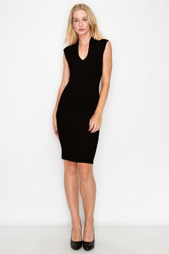 Vestido Midi sin mangas cuello en V ceñido al cuerpo con cremallera trasera D3514 - Imagen 3 de 36