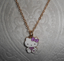 HELLO KITTY WITH PURPLE HEART ON FOOT NECKLACE