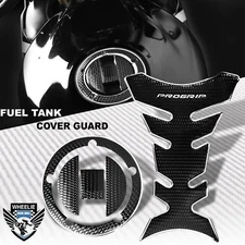 CHROME&BLACK PRO GRIP FUEL TANK PAD+GAS CAP COVER GUARD 04-17 GSXR-600/750/1000