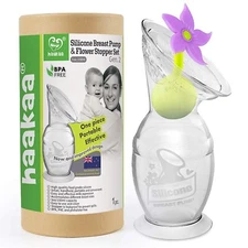 Haakaa Silicone Breast Pump with Suction Base and Flower Stopper 10... Fast Ship