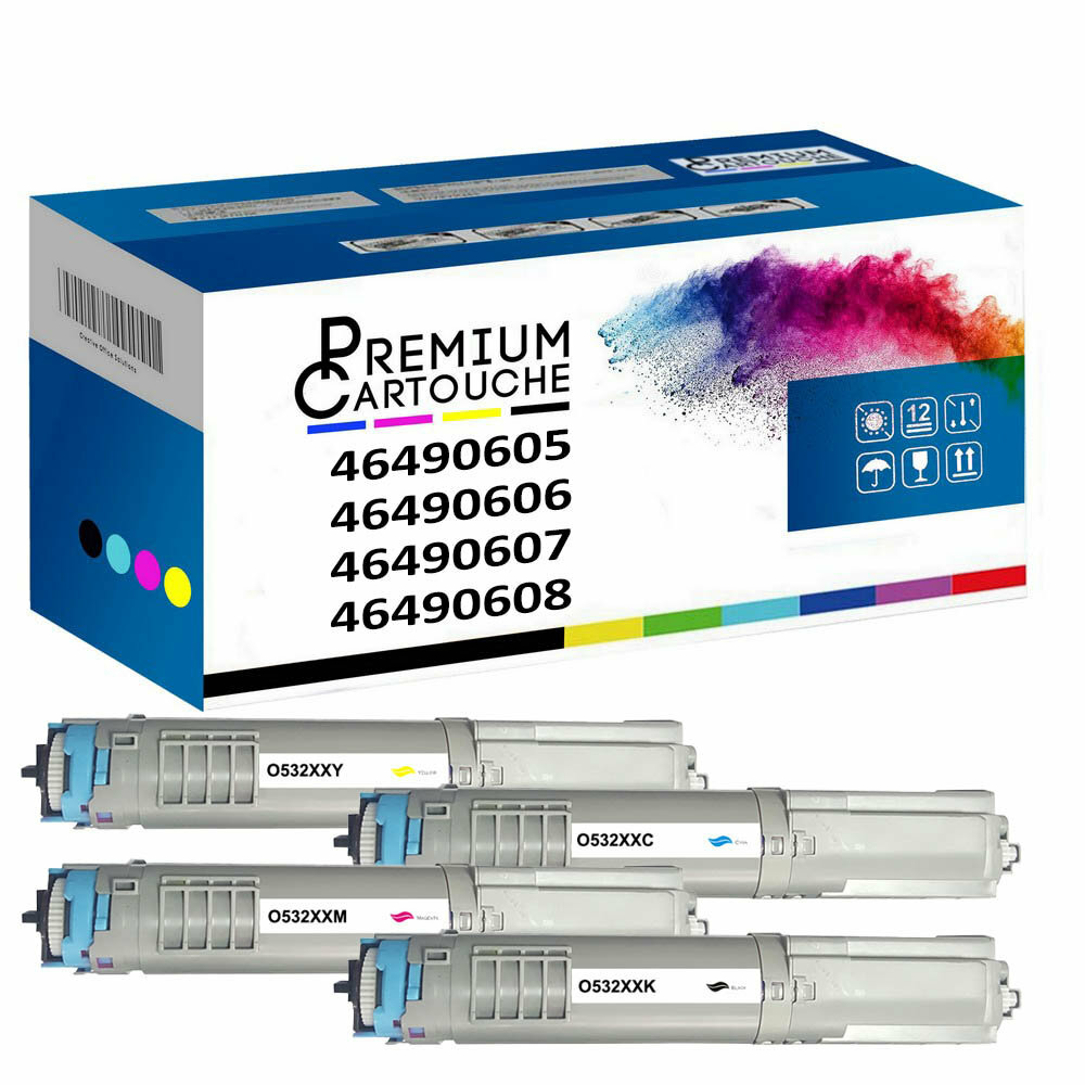 Toner 46490608 compatible OKI haute capacité avec séchage instantané pack de 4