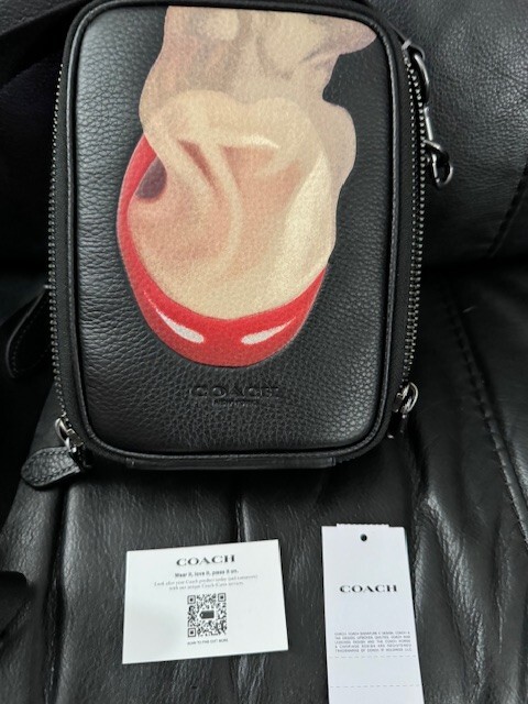 ショルダーバッグ Coach X Tom Wesselmann Stanton Crossbody CQ087 NWT COACH X Tom Wesselmann CQ087 Men's Black Leather Stanton