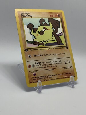 Pokémon TCG Mankey Team Rocket 61/82 1st Edition Common Heavy “FAT