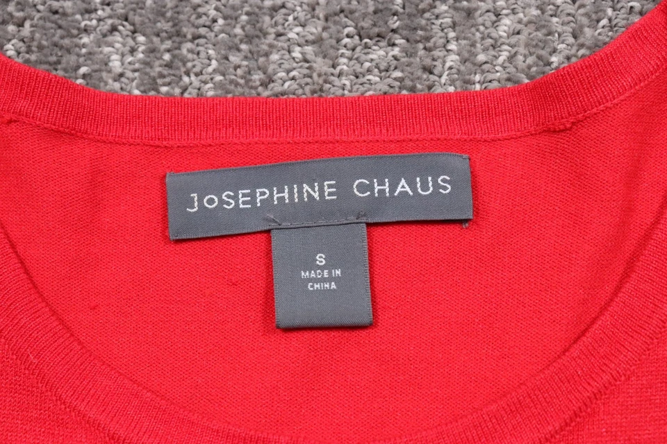 Cárdigan de seda Josephine Chaus para mujer S rojo estrás botón clásico elegante años 90 Foto 2 de 4