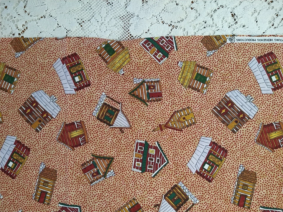 Moda Log Cabin Fall Autumn Houses Cottage Cotton Fabric 14"x44" by Cynthia Young - Image 4 of 4