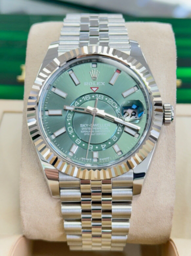 Rolex Sky-Dweller 336934 Mint Quadrante Verde Jubilee Fascia Orologio Box / - Picture 1 of 7