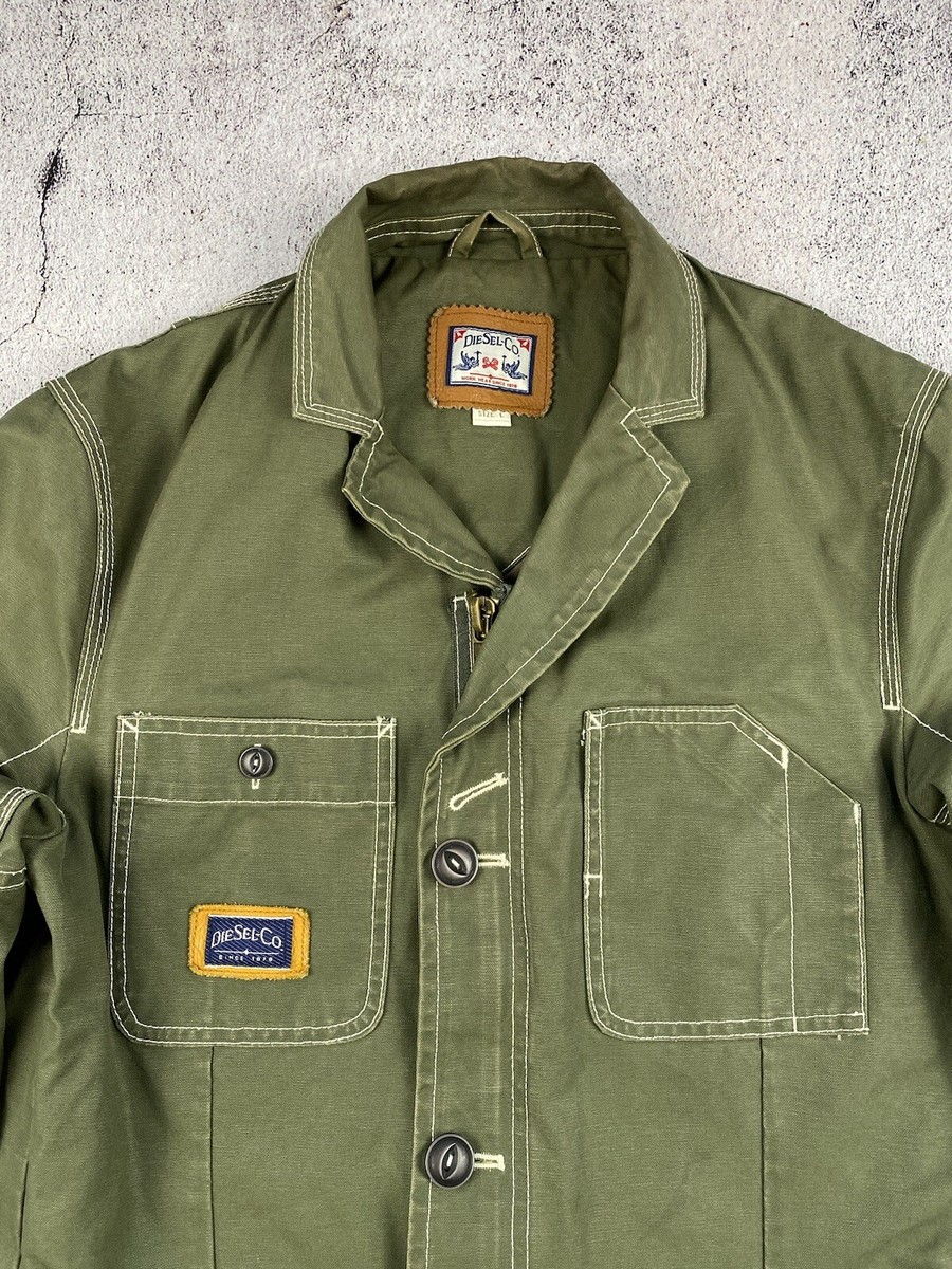 Vintage Diesel Workwear Pockets Green Button Jacket Men's Size L