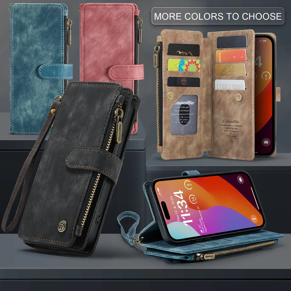 For Samsung Galaxy A54 A53 A52 A51 5G 4G Leather Zipper Wallet Phone Case Cover - Image 3 of 4