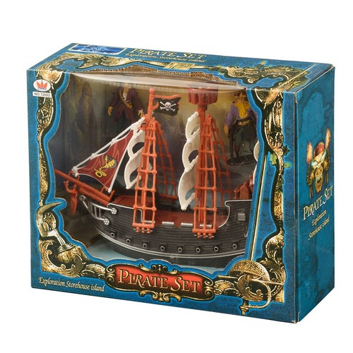PIRATE SHIP KIDS TOY WITH 2 FIGURES MODEL CARIBBEAN REALISTIC PLAY SET NEW GIFT - Picture 2 of 4