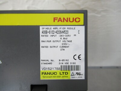 Fanuc A06B-6102-H206#H520 C Fanuc Spindelverstärker CNC Fanuc A06B-6102-H206#H520 C Fanuc Spindelverstärker CNC