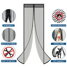 Mosquito Door Net Mesh Screen Bug Pet Patio Hands Free Magnetic Magic Closer USA