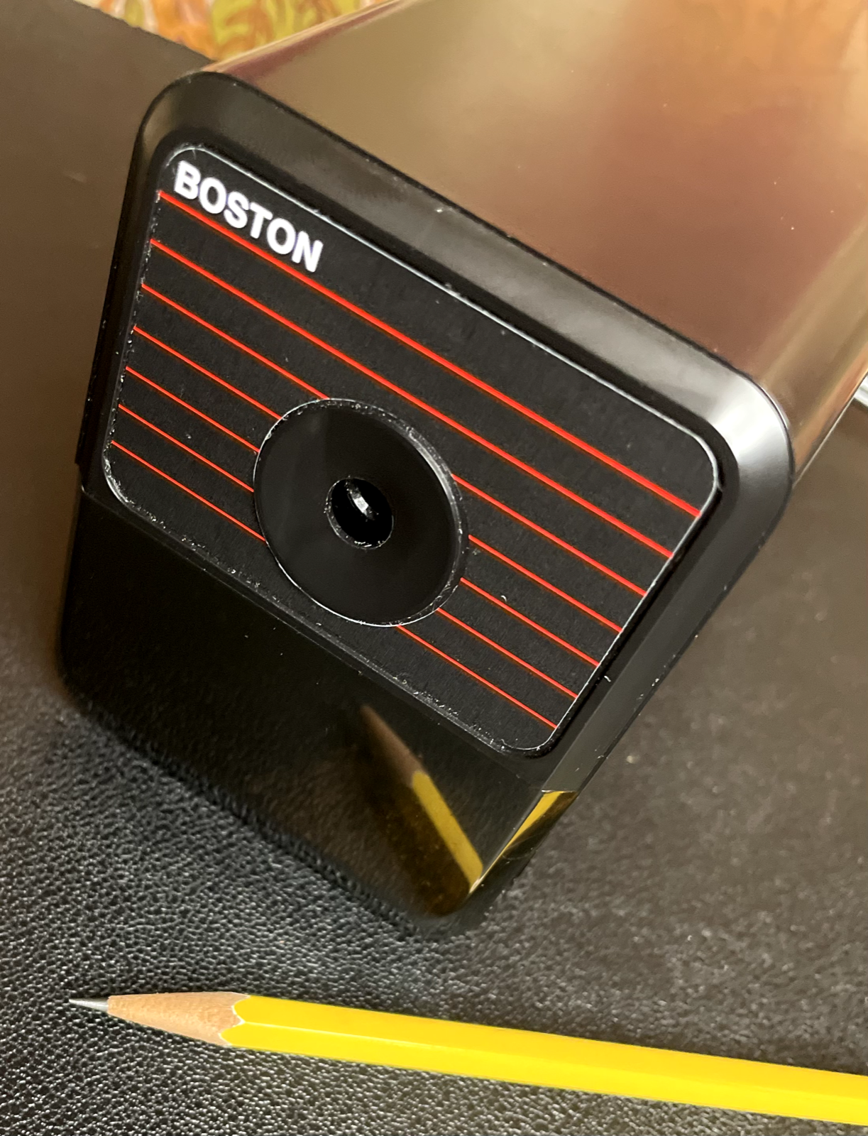 Boston Electric Pencil Sharpener Model 18 Black Red ***Works*** MADE IN USA