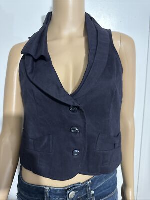 ANTHROPOLOGIE ETT TWA SIZE 4  TOP NAVY /MARIN VEST  Women's NEW!