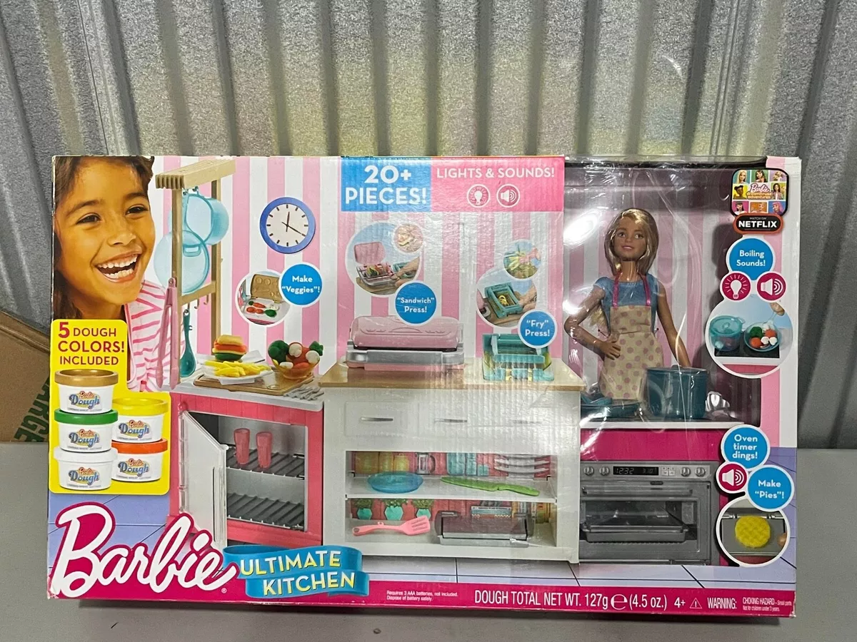 Barbie Ultimate Kitchen Playset - Doll & 20+ Accessories, Lights