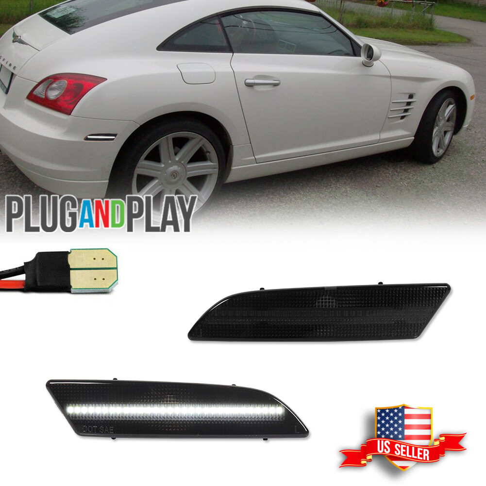Full White LED Smoked Side Marker Lights for 2004-2008 Chrysler Crossfire Pair
