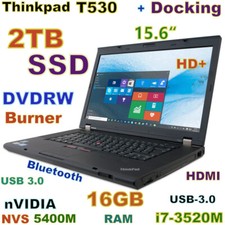 3D-Design Thinkpad T530 Core-i7 FAST 2TB SSD DVDRW 16GB 15.6 HD FREE Dock HDMI