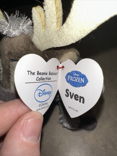 TY BEANIE BABIES OLAF & SVEN FROZEN PLUSH WITH HEART TAGS 8" PAIR STUFFED ANIMAL - Picture 4 of 5