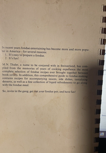 It's Fun to Fondue Recipe Book by Thaler Switzerland Spiral Bound 1971 Monkeys - Picture 2 of 6