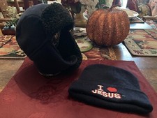 2 Winter Boys Hats one is Med Navy