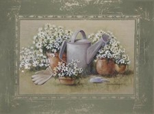 Ceramic Backsplash Tile Mural Garden Landscape - Gardens Edge with Border