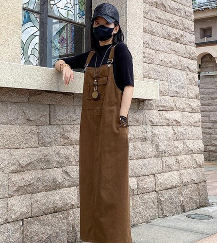 New Women's Suspender Dress Solid Jumpsuit Corduroy Bib Overalls Baggy Rompers - Picture 12 of 22