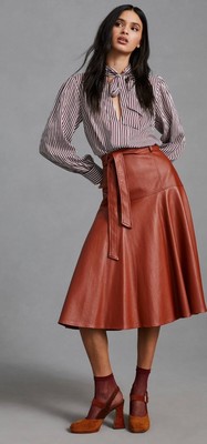 Anthropologie Maeve Tie-Neck Blouse Red Striped Preppy Shirt Top Sz XXS NWT