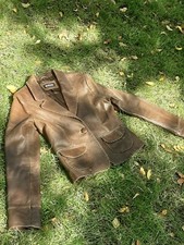 Womens Xoxo Sz S Brown Leather Biker Motorcycle Jacket Cowgirl Western Gypsy