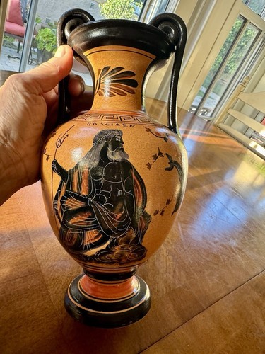 Hand Made/Painted Ancient Greek Ceramic Amphora/ Greek God Poseidon - Picture 15 of 24