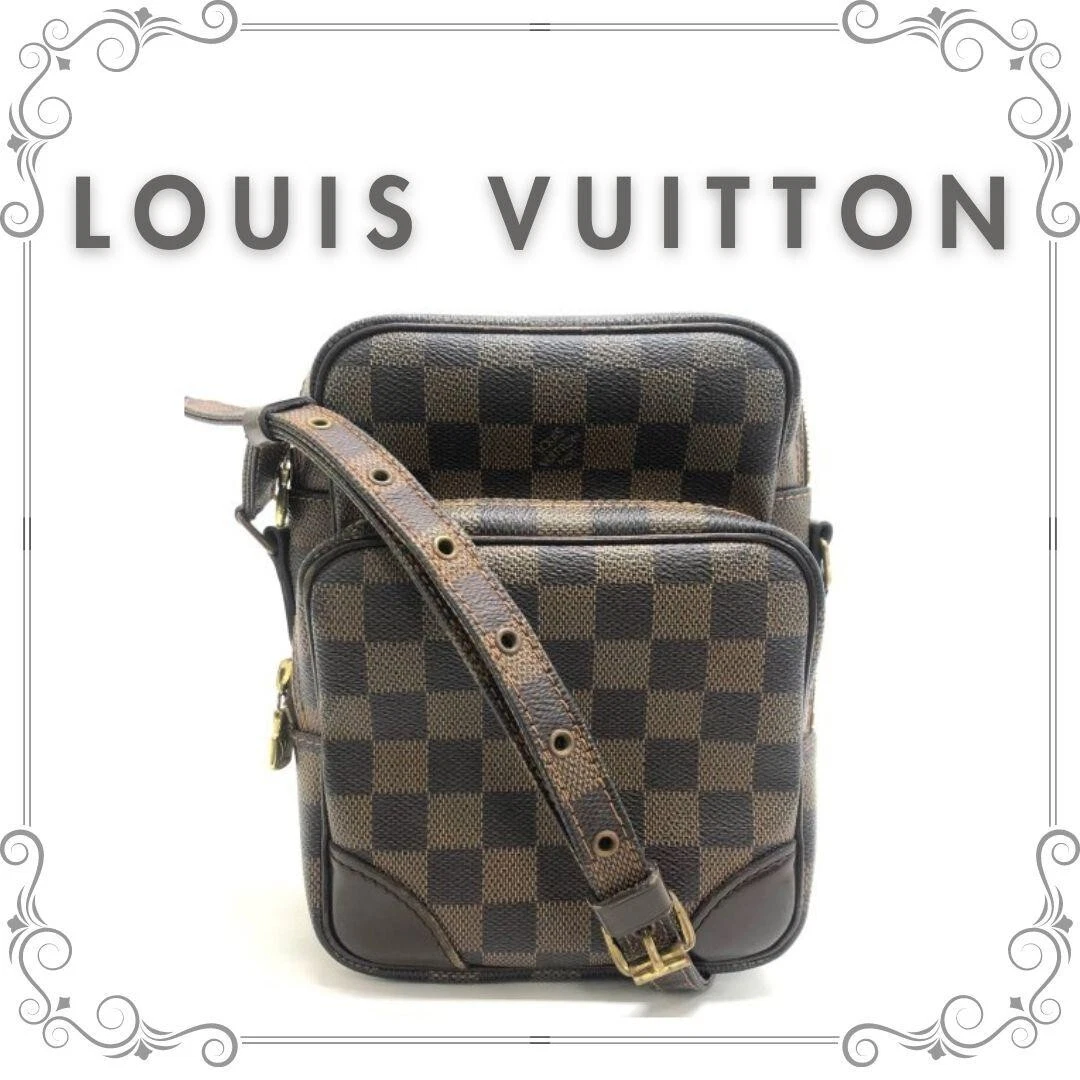 LOUIS VUITTON Authentic Women's Damier  Shoulder Bag Brown  Leather Zipper