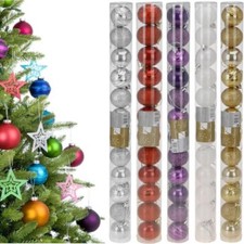 12x GLITTER PLAIN SMALL BAUBLES CHRISTMAS TREE HANGING DECORATION BALLS ORNAMENT