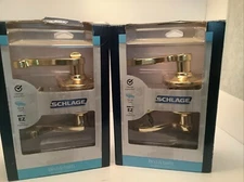 New- Schlage- Satin Nickel Merano Lever- Bed and Bath- Privacy Lever Set Of Two