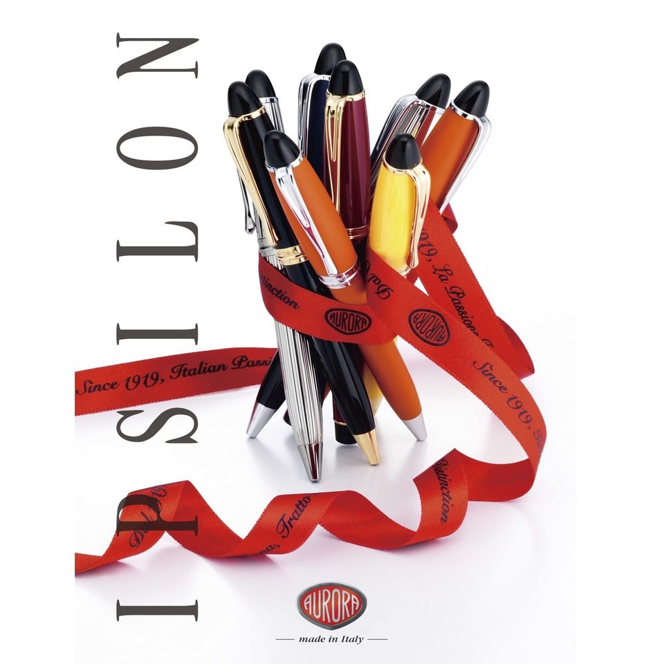 Aurora Fountain Pen M Medium Point Epsilon Satin Rose Gold B10PN Black