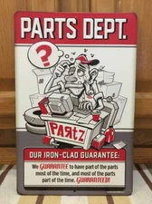 Parts Dept Embossed Metal Garage Vintage Style Car Man Cave Chevrolet Ford Dodge