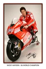 Nicky Hayden Moto GP World Champion large signed 12x18 inch photograph poster