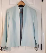 Jessica Howard Womens Blazer Tank Top Set 6 Linen Blend  Embroidered