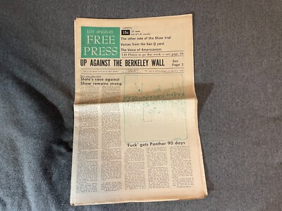 Los Angeles Free Press Newspaper March 1969 Grateful Dead Black Panthers MC5