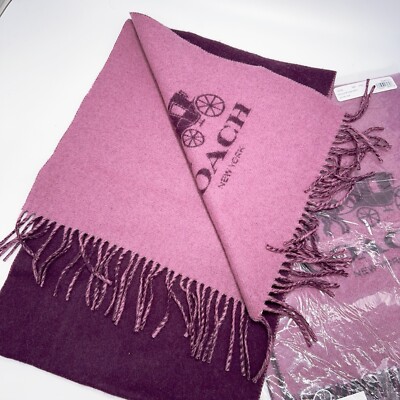 Coach 18782 Horse And Carriage Cashmere Muffler Scarf Rose Plum