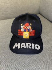 Nintendo Super Mario Bros Hat Cap Youth Black Snap Back Adjustable