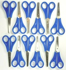 12 Pack - 5" Contour Tip Scissors, Kids Safety Blunt Tip Scissors, Blue