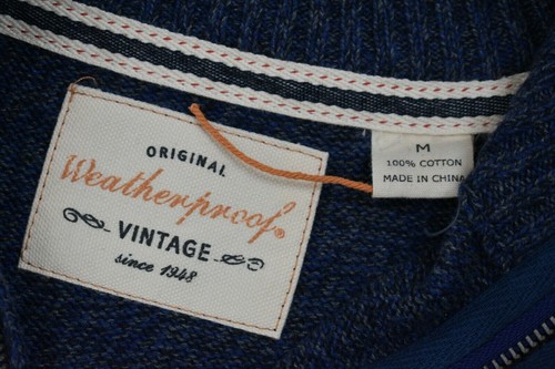 Weatherproof Vintage Mens Navy Quarter Zip Up Sweater Mock Neck Knit Cotton M - Picture 2 of 6