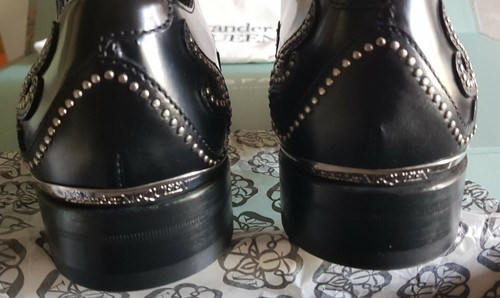 Alexander McQueen Men's Black Stud Flame Leather Oxford shoes - new with box - Picture 3 of 7