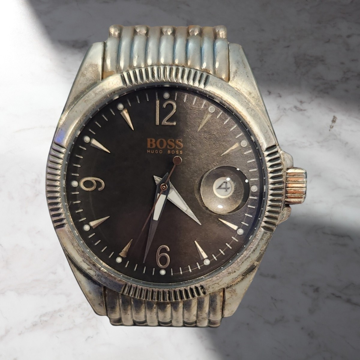 Vintage Mens Hugo Boss Just Date Watch Stainless Steel Band