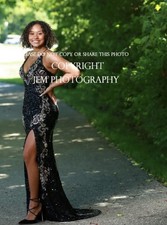 Stunning Primavera Black Sequin Embellished Sleeveless Formal Gown Prom Dress